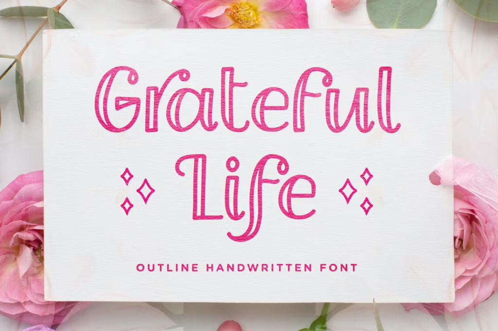 Grateful Life - Outline Handwritten Font