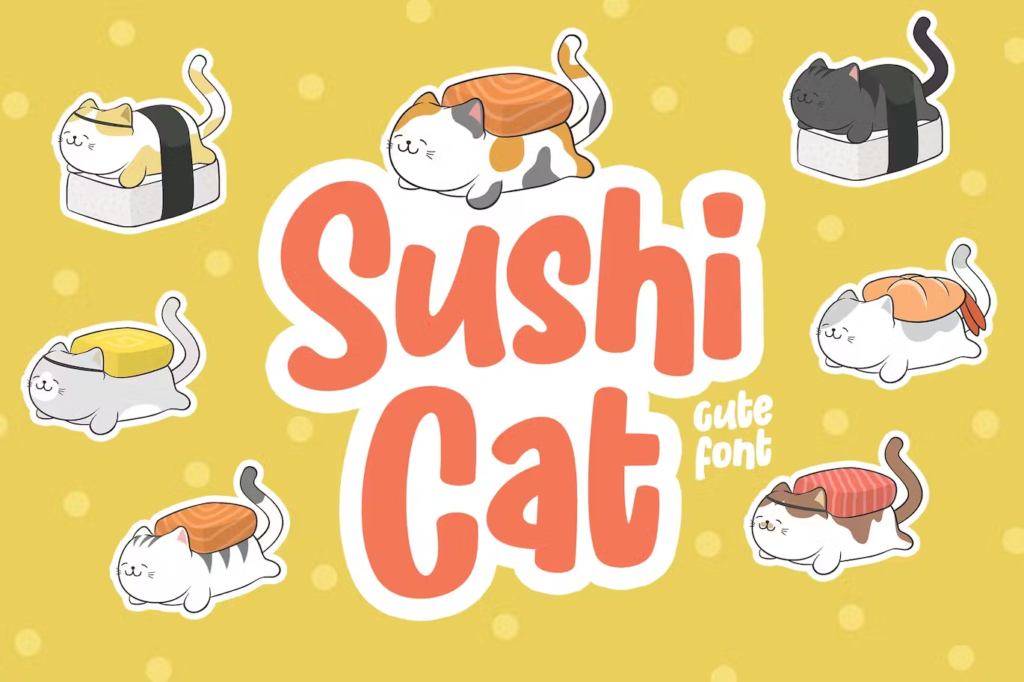 Sushi Cat, whimsical font