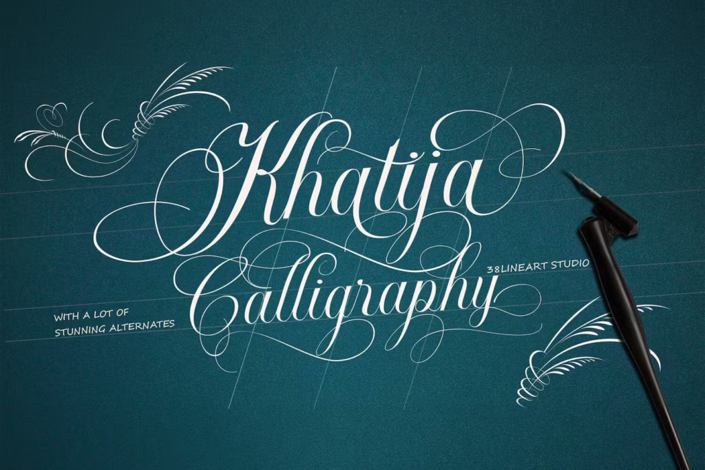 Khatija Calligraphy Font, calligraphy fonts 