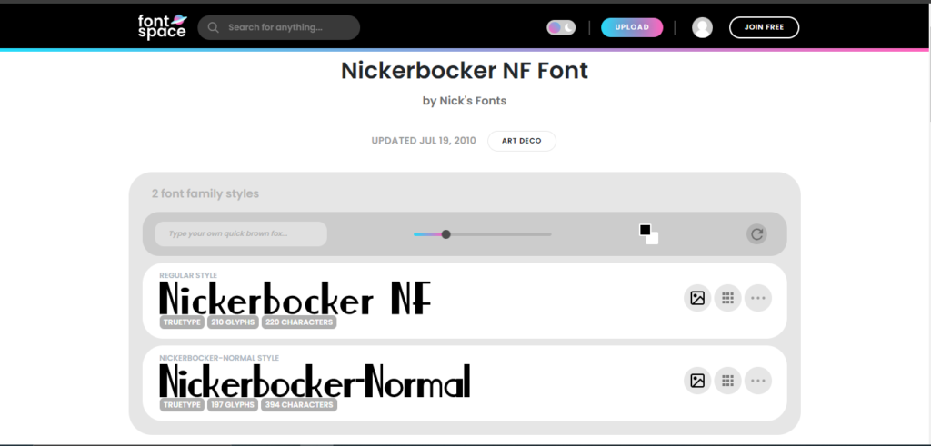 Nickerbocker NF Font