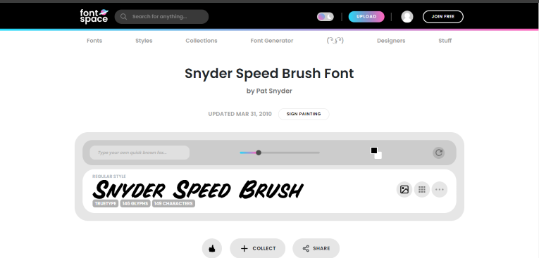 Snyder Speed Brush Font