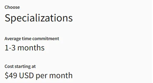 Specializations in coursera