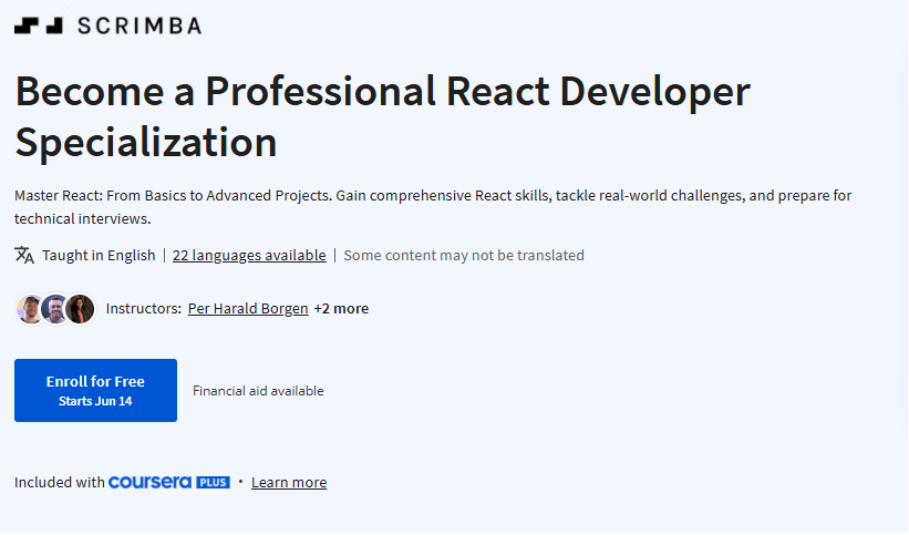 Become a Professional React Developer Specialization