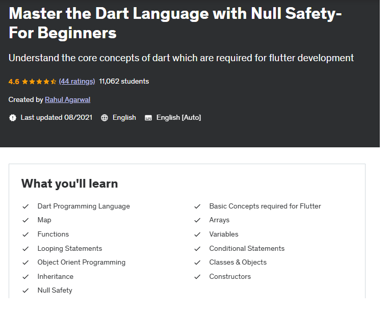 Master the Dart Language with Null Safety- For Beginners