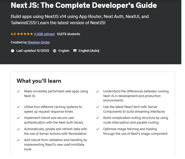 Next JS - The Complete Developer's Guide