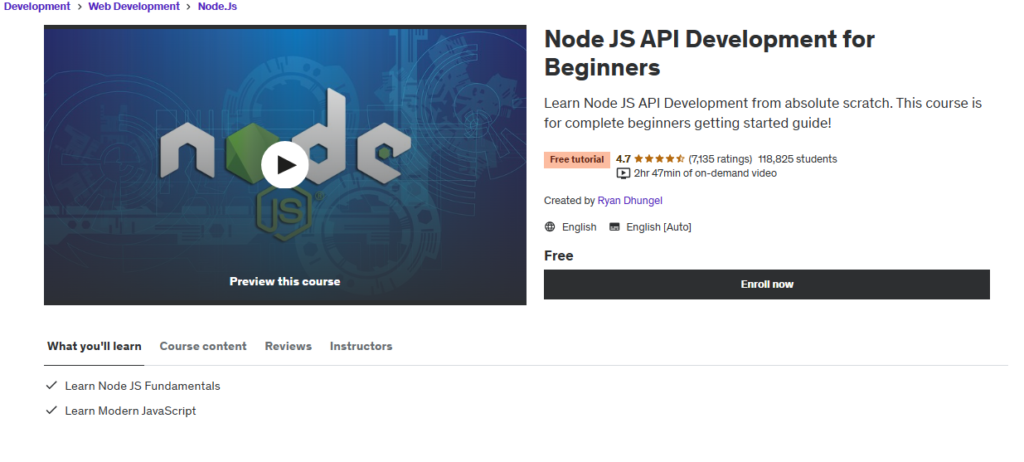 Node JS API Development for Beginners