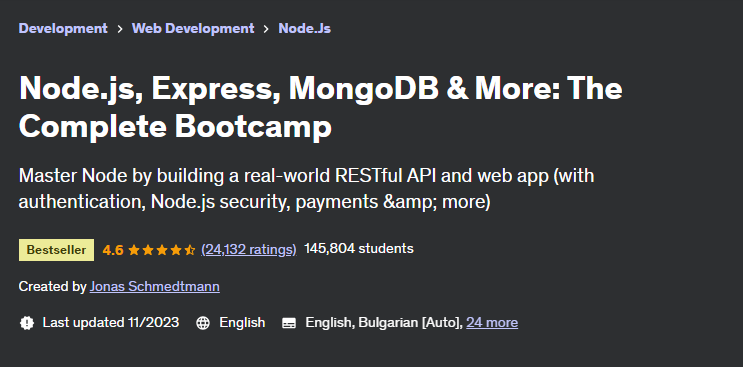 Node.js, Express, MongoDB & More- The Complete Bootcamp