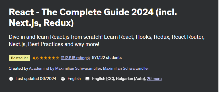 React - The Complete Guide 2024 (incl. Next.js, Redux)