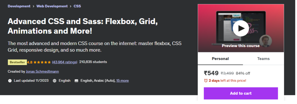 Advanced CSS and Sass - Flexbox, Grid, Animations and More!