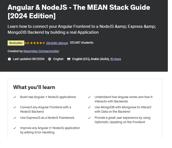 Angular & NodeJS - The MEAN Stack Guide