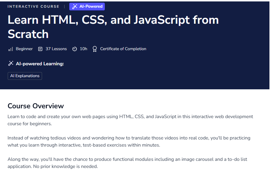 Learn HTML, CSS, and JavaScript from Scratch