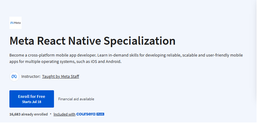 Meta React Native Specialization