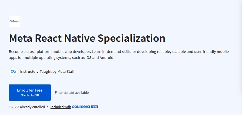 Meta React Native Specialization Meta React Native Specialization