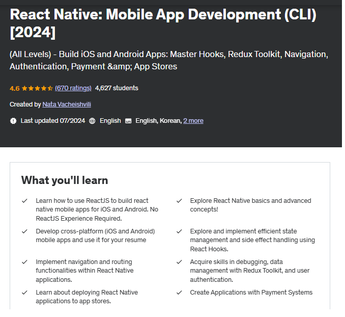 React Native - Mobile App Development (CLI)