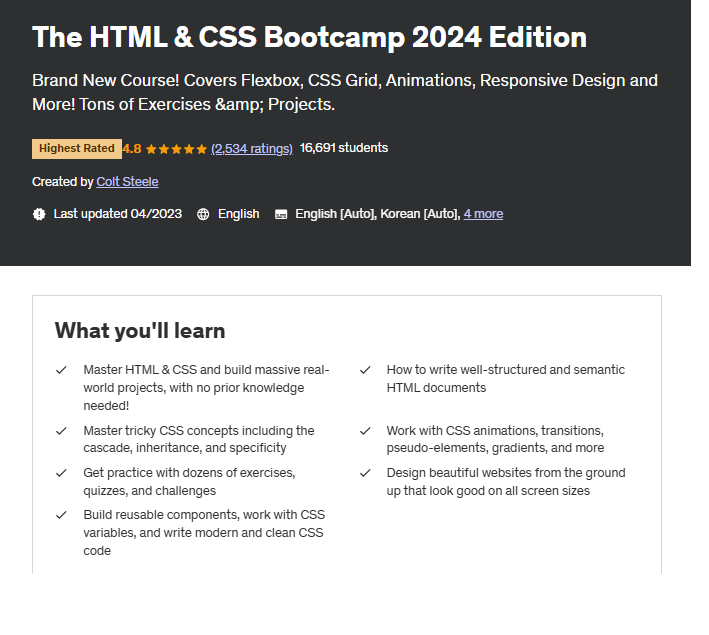 The HTML & CSS Bootcamp 2024 Edition