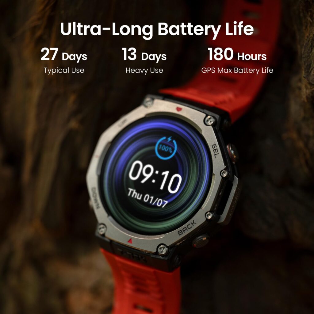 Amazfit T-Rex 3 Outdoor Rugged Military Smartwatch Battery Life