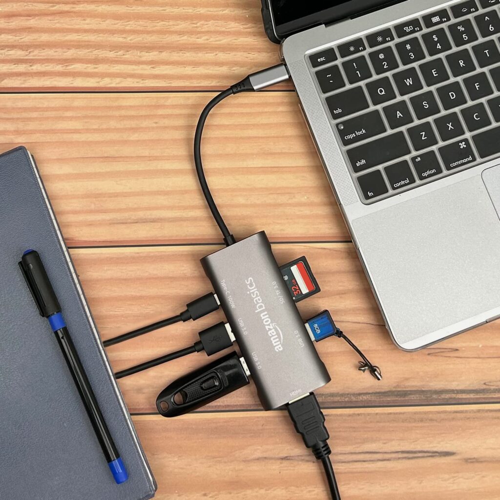 Amazon Basics USB-C Hub Dock 7-in-1 with 4K 30HZ HDCP Compliant