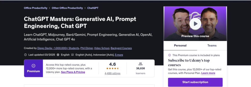 ChatGPT Masterclass - Generative AI, Prompt Engineering, ChatGPT