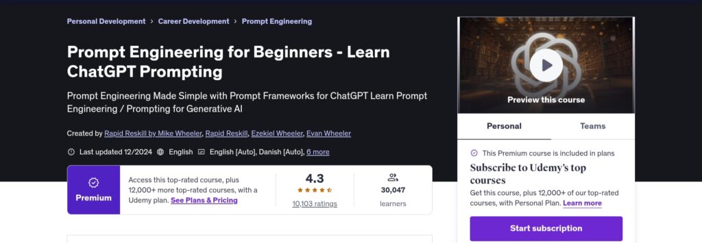 Prompt Engineering for Beginners - Learn ChatGPT Prompting