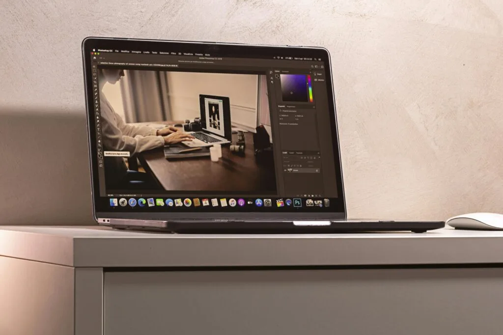 design work on laptop