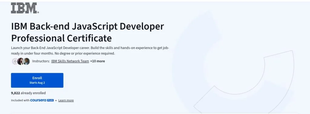 IBM Back End JavaScript Developer Professional Certificate IBM Back End JavaScript Developer Professional Certificate