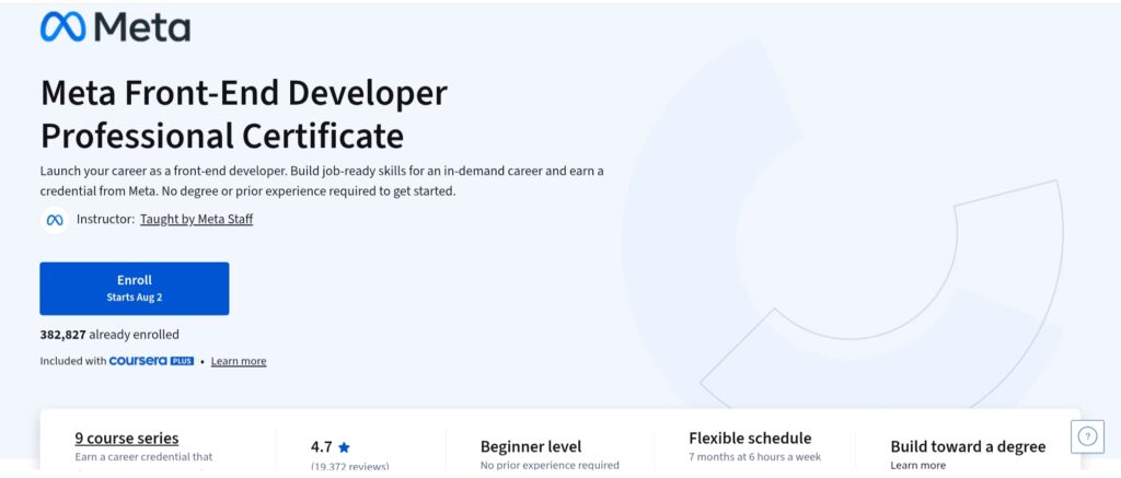 Meta Front End Developer Professional Certificate