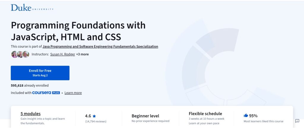 Programming Foundations with JavaScript, HTML, CSS