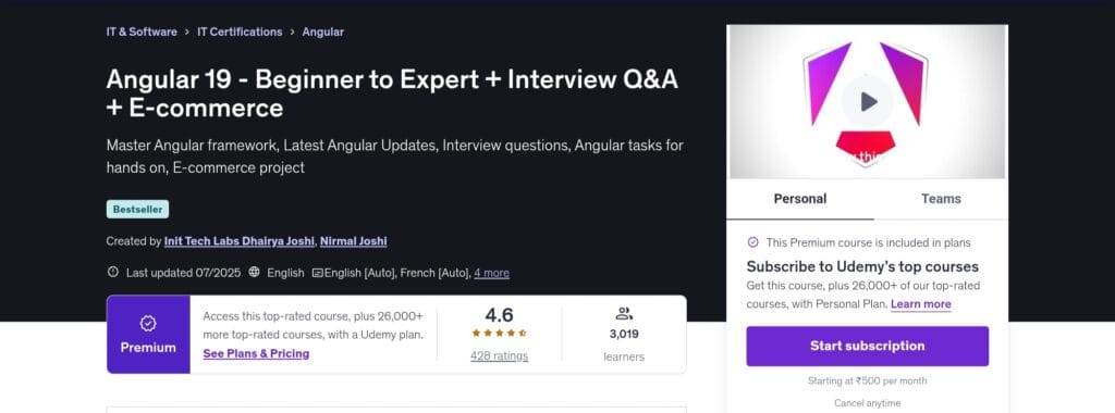 Angular 19 Beginner to Expert - Interview Q&A and E-commerce