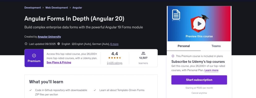 Angular Forms in Depth (Angular 20)