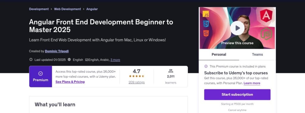 Angular Front End Development Beginner to Master