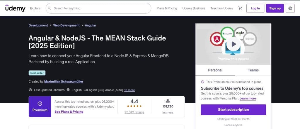 Angular & NodeJS - The MEAN Stack Guide