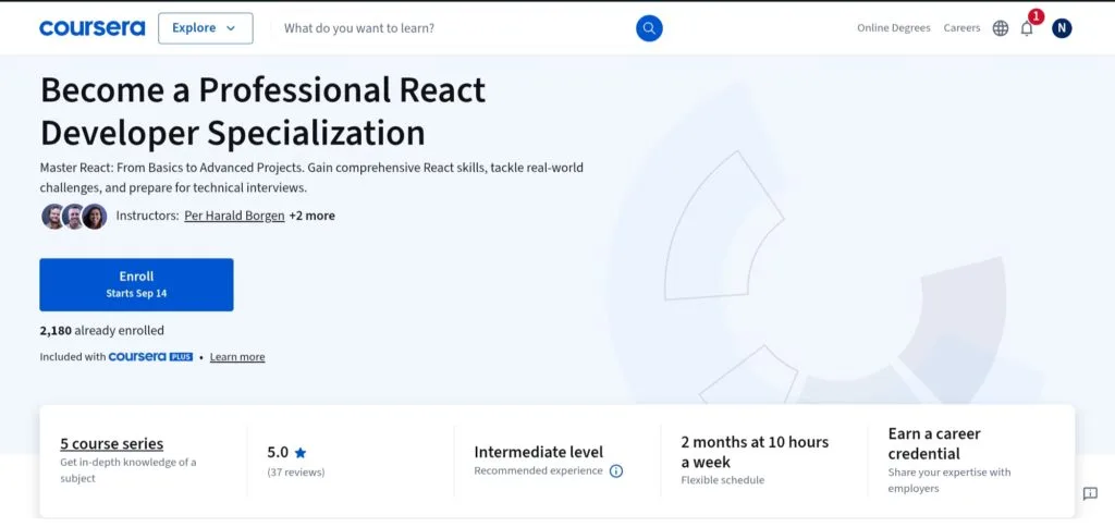 Become a Professional React Developer Specialization