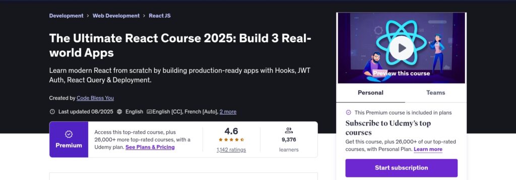 The Ultimate React Course: Build 3 Real-world Apps