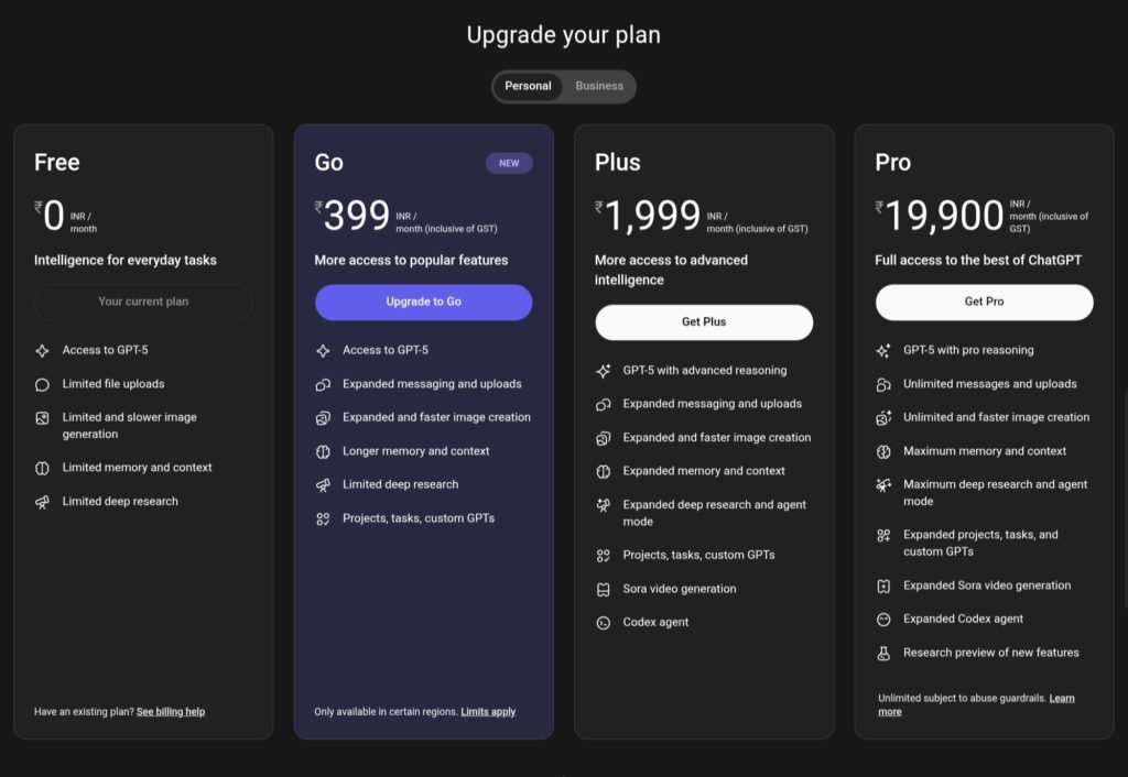 ChatGPT Pricing ChatGPT Pricing