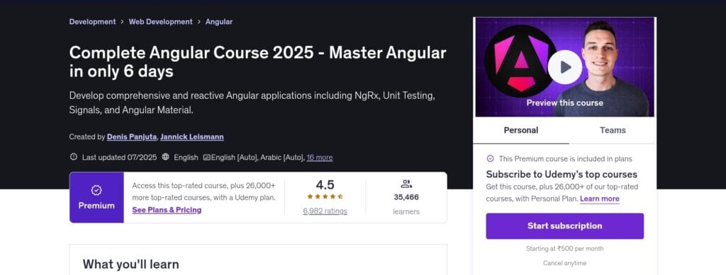 Complete Angular Course - Master Angular in 6 Days