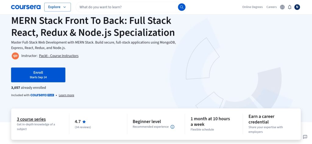 MERN Stack Front to Back: Full Stack React, Redux & Node.js Specialization