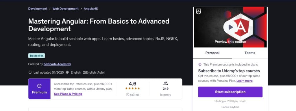 Mastering Angular From Basics to Advanced Development