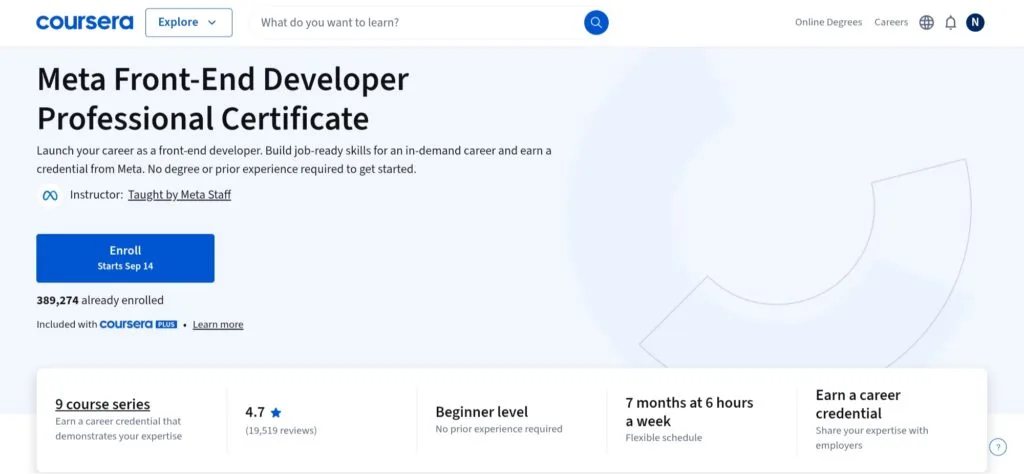 Meta Front-End Developer Professional Certificate