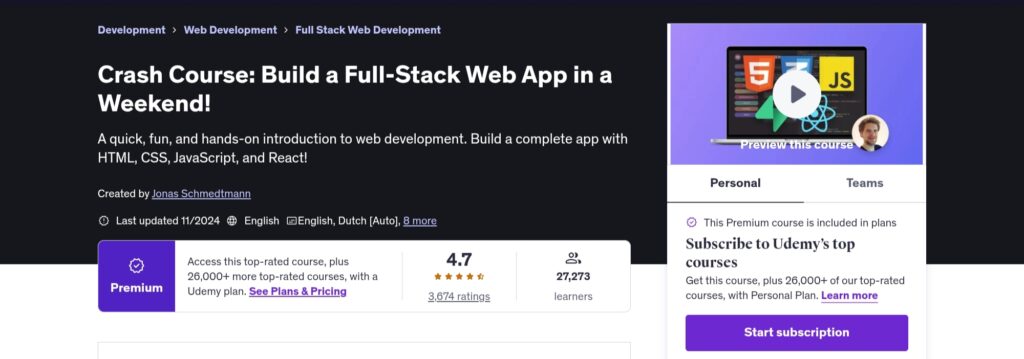 Crash Course: Build a Full-Stack Web App in a Weekend!