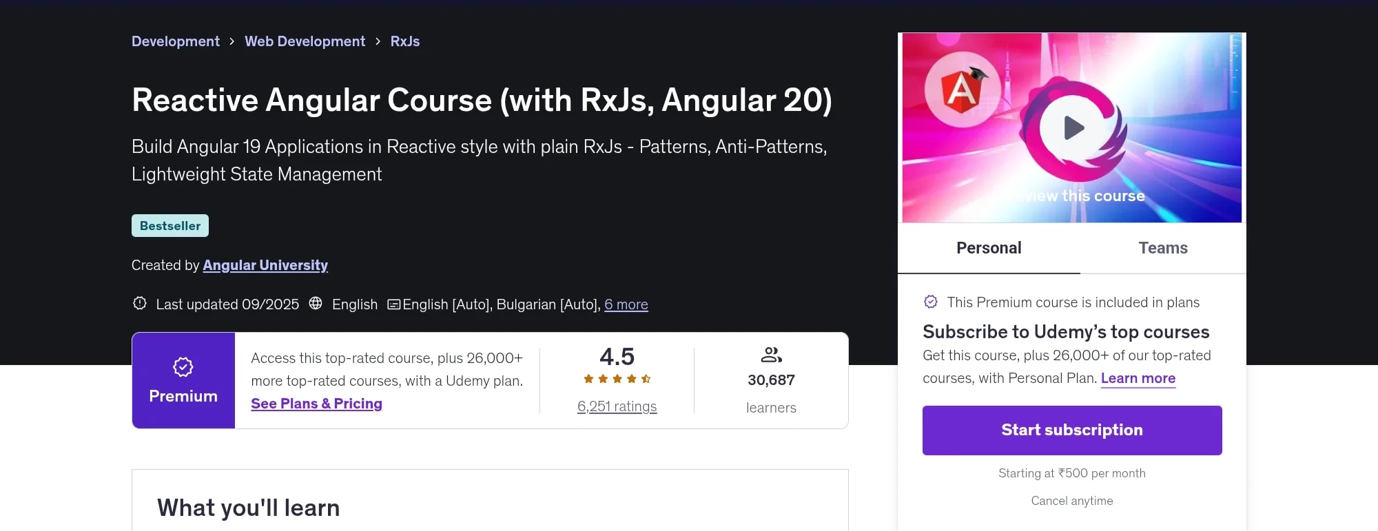 Reactive Angular Course Reactive Angular Course