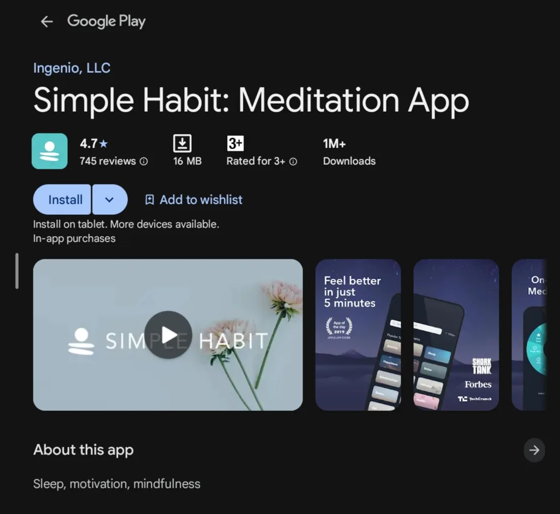 Simple Habit Meditation App