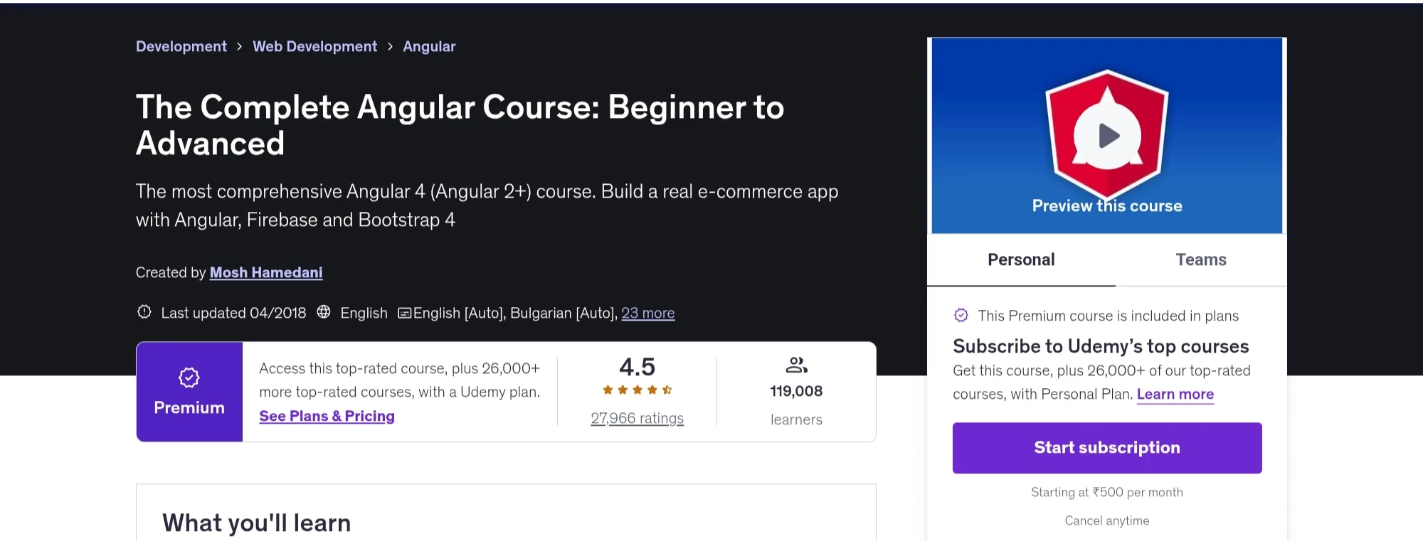 The Complete Angular Course - Beginner to Advanced The Complete Angular Course - Beginner to Advanced