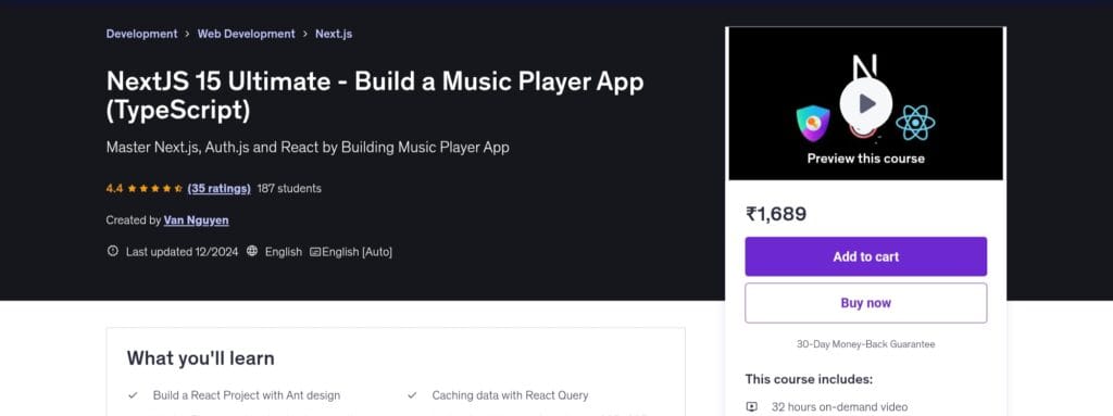 NextJS 15 Ultimate – Build a Music Player App (TypeScript)