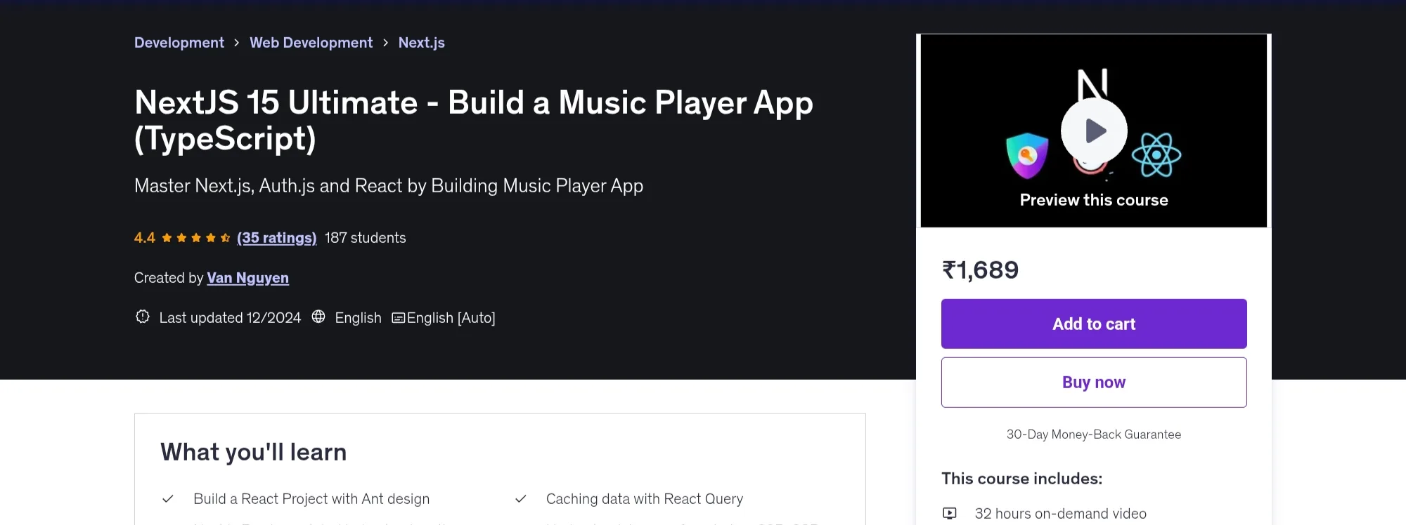 NextJS 15 Ultimate – Build a Music Player App (TypeScript) NextJS 15 Ultimate – Build a Music Player App (TypeScript)