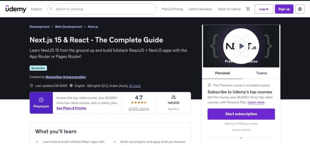 Next.js 15 & React – The Complete Guide