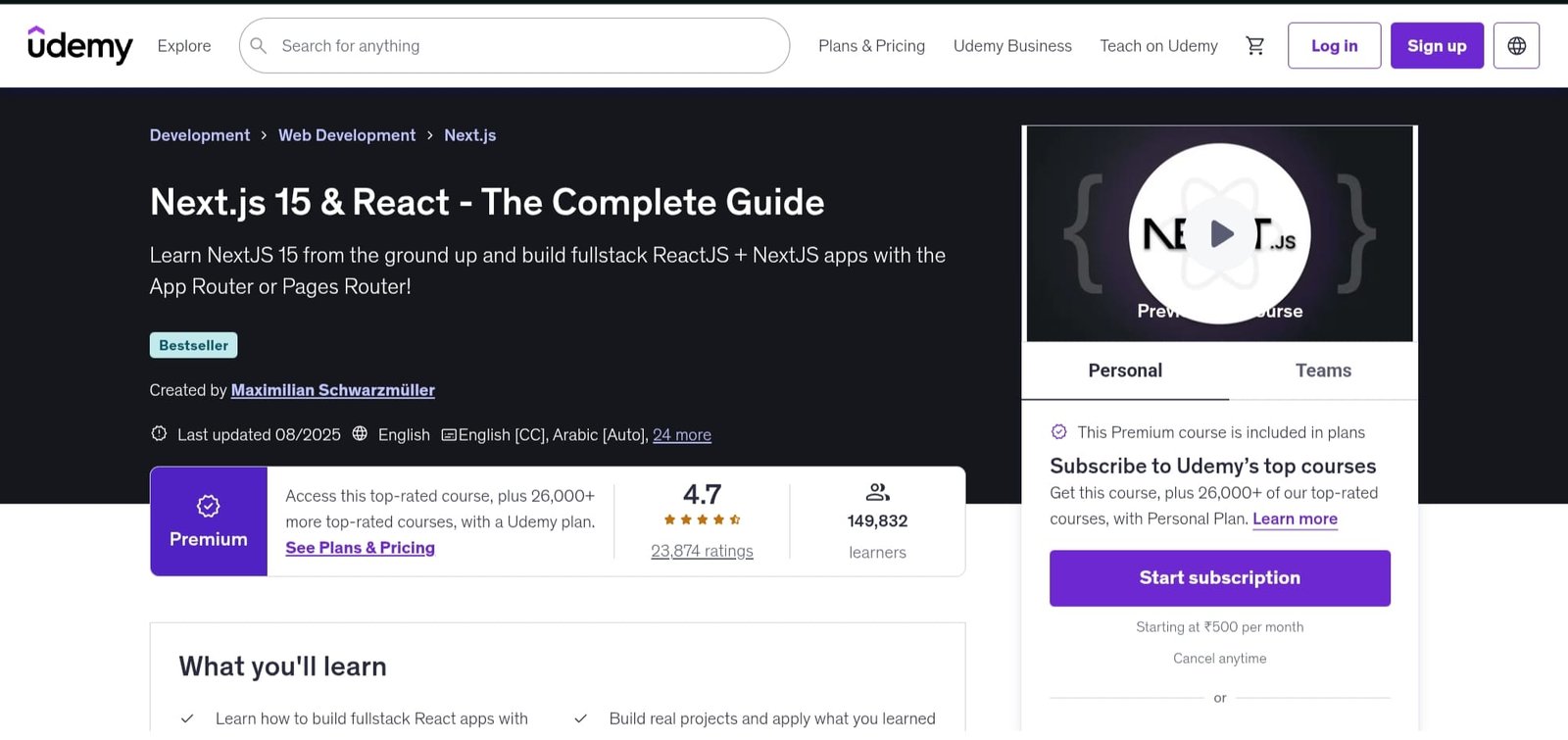 Next.js 15 & React – The Complete Guide Next.js 15 & React – The Complete Guide