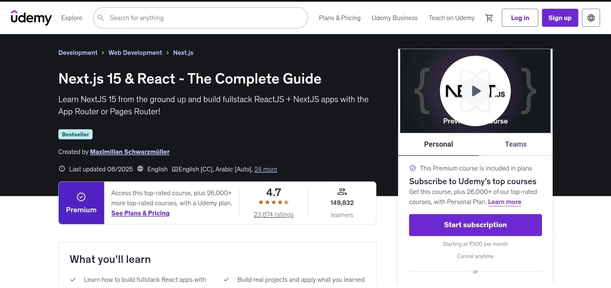 Next.js 15 & React – The Complete Guide Next.js 15 & React – The Complete Guide