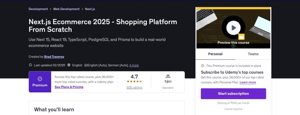 NextJS E-commerce - Shopping Platform from Scratch