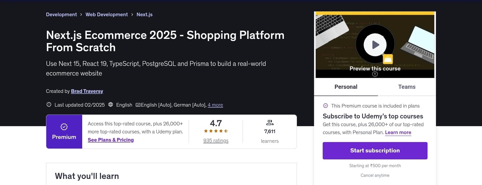 NextJS E-commerce - Shopping Platform from Scratch NextJS E-commerce - Shopping Platform from Scratch