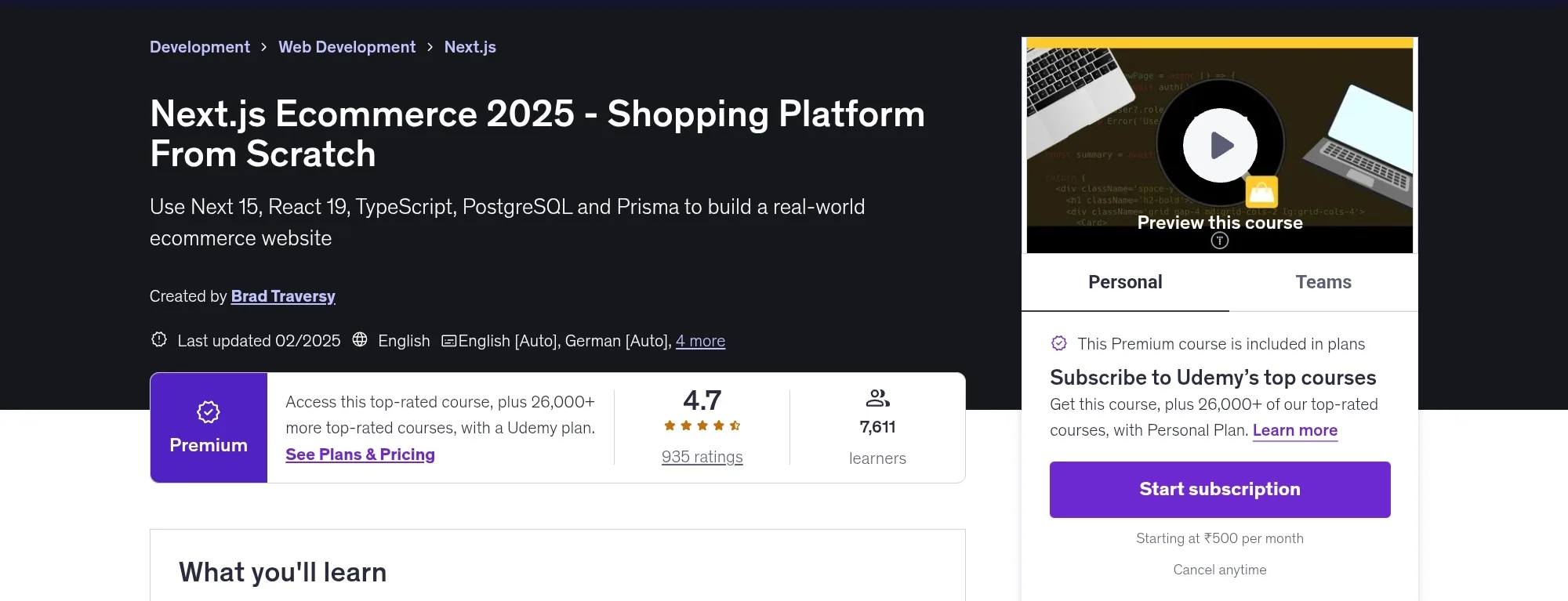 NextJS E-commerce - Shopping Platform from Scratch NextJS E-commerce - Shopping Platform from Scratch
